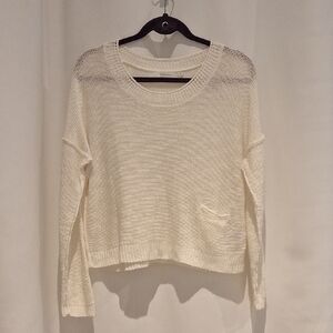 360 Sweater Loose Knit Linen Blend Women's Cream Sweater Size M